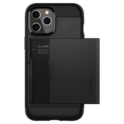 Spigen Slim Armor CS Case - хибриден кейс с отделение за кр. карти и най-висока степен на защита за iPhone 12, iPhone 12 Pro (черен) 2