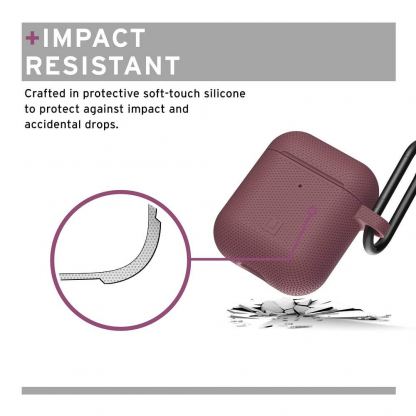 Urban Armor Gear Soft Touch U Silicone Case - удароустойчив силиконов калъф с карабинер за Apple Airpods и Apple Airpods 2 (розов) 7