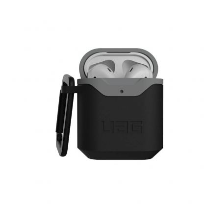 Urban Armor Gear Standard Issue Hard Case 001 - водо и удароустойчив силиконов (TPU) кейс с карабинер за Apple Airpods и Apple Airpods 2 (черен-сив) 3