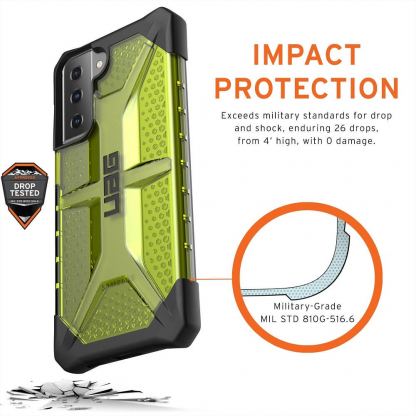 Urban Armor Gear Plasma Case - удароустойчив хибриден кейс за Samsung Galaxy S21 (зелен-прозрачен) 6