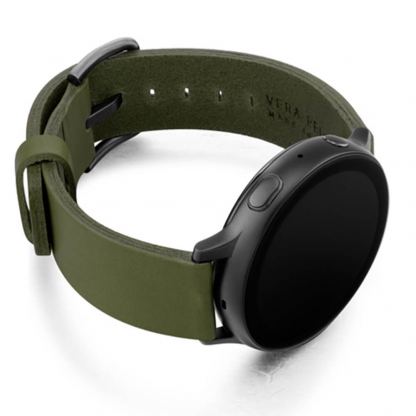 Meridio Deep Leaf Full Grain Leather Band - уникална ръчно изработена кожена (естествена кожа) каишка за Samsung Galaxy Watch Active (тъмнозелен) 2