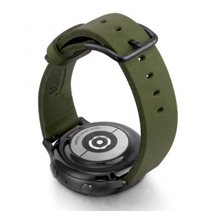 Meridio Deep Leaf Full Grain Leather Band - уникална ръчно изработена кожена (естествена кожа) каишка за Samsung Galaxy Watch Active (тъмнозелен) 3