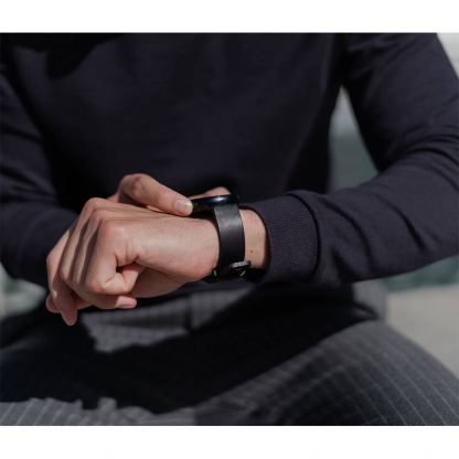 Meridio Cassel Leather Band - уникална ръчно изработена кожена (естествена кожа) каишка за Samsung Galaxy Watch Active (черен) 3