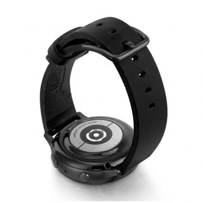 Meridio Cassel Leather Band - уникална ръчно изработена кожена (естествена кожа) каишка за Samsung Galaxy Watch Active (черен) 5