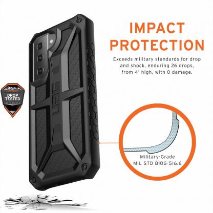 Urban Armor Gear Monarch Case - удароустойчив хибриден кейс за Samsung Galaxy S21 (черен-карбон) 6