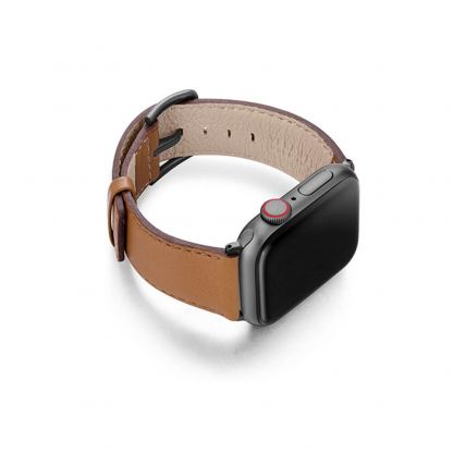 Meridio Goldstone Nappa Leather Band - уникална ръчно изработена кожена (естествена кожа) каишка за Apple Watch 42мм, 44мм (светлокафяв) 7