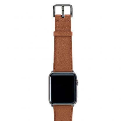 Meridio Goldstone Nappa Leather Band - уникална ръчно изработена кожена (естествена кожа) каишка за Apple Watch 42мм, 44мм (светлокафяв) 8