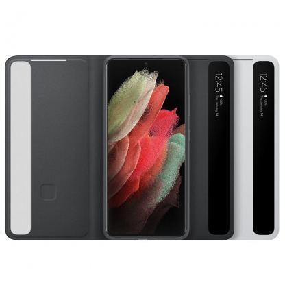 Samsung Clear View Cover EF-ZG998CJ - оригинален кейс, през който виждате информация от дисплея за Samsung Galaxy S21 Ultra (сив) 2