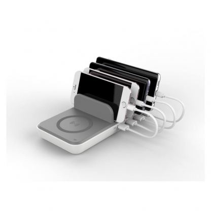 Dymond Family Charger FC-05 - док станция с 4xUSB гнезда и пад за безжично зареждане (бял-сив) 3