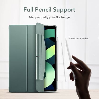 ESR Ascend Trifold Case - полиуретанов калъф с поставка и отделение за Apple Pencil 2 за iPad Air 4 (2020) (черен) 3