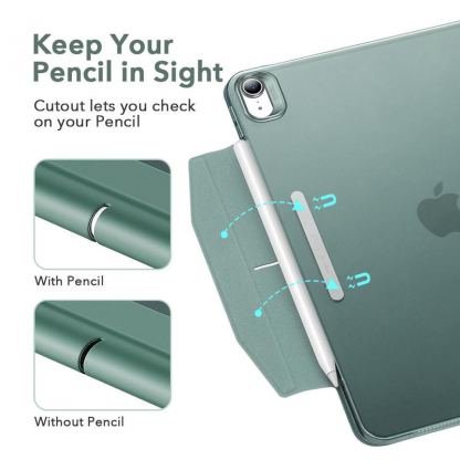 ESR Ascend Trifold Case - полиуретанов калъф с поставка и отделение за Apple Pencil 2 за iPad Air 4 (2020) (черен) 7