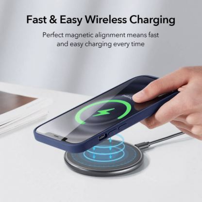 ESR Cloud Halolock Case - силиконов (TPU) калъф с вграден магнитен конектор (MagSafe) за iPhone 12 Pro Max (тъмносин) 2