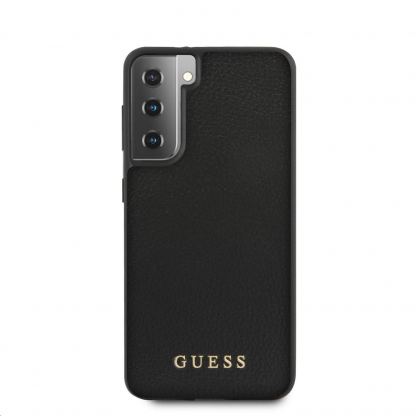 Guess Iridescent Leather Hard Case - дизайнерски кожен кейс за Samsung Galaxy S21 (черен) 6