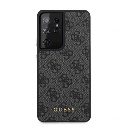 Guess 4G Charms Collection Hard Case - дизайнерски кожен кейс за Samsung Galaxy S21 Ultra (сив) 2