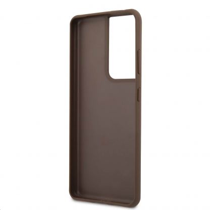 Guess 4G Charms Collection Hard Case - дизайнерски кожен кейс за Samsung Galaxy S21 Ultra (кафяв) 6