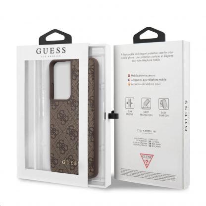 Guess 4G Charms Collection Hard Case - дизайнерски кожен кейс за Samsung Galaxy S21 Ultra (кафяв) 7