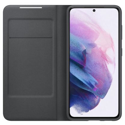 Samsung LED View Cover EF-NG991PB - оригинален калъф през който виждате информация от дисплея за Samsung Galaxy S21 (черен) 3