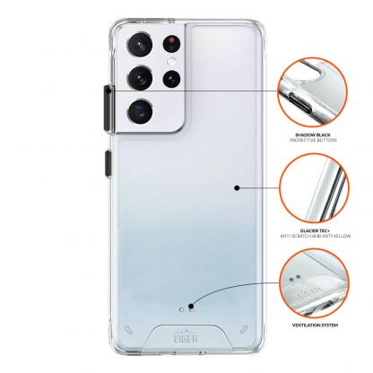 Eiger Glacier Case - удароустойчив хибриден кейс за Samsung Galaxy S21 Ultra (прозрачен) 3