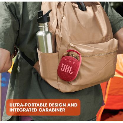 JBL Clip 4 Ultra-Portable Waterproof Speaker - водоустойчив безжичен портативен спийкър (с карабинер) с микрофон за мобилни устройства (червен) 6