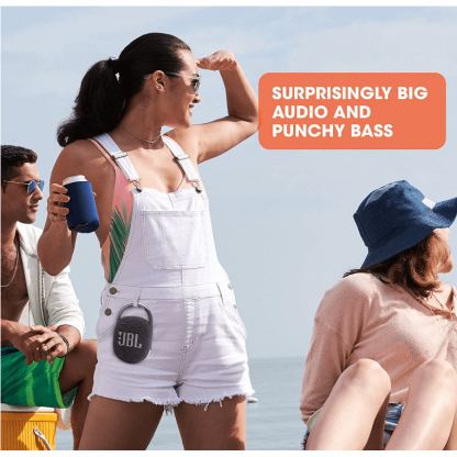JBL Clip 4 Ultra-Portable Waterproof Speaker - водоустойчив безжичен портативен спийкър (с карабинер) с микрофон за мобилни устройства  (тъмносин) 2