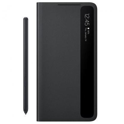 Samsung Clear View Cover EF-ZG99PC - оригинален кейс с отделение за S-Pen, през който виждате информация от дисплея за Samsung Galaxy S21 Ultra (черен) 5