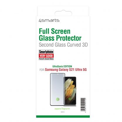 4smarts Second Glass Curved 3D UltraSonix - калено стъклено защитно покритие с извити ръбове за Samsung Galaxy S21 Ultra (черен-прозрачен) 2