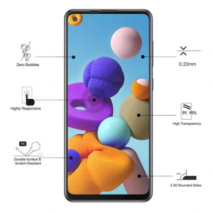Eiger Tempered Glass Protector 2.5D - калено стъклено защитно покритие за дисплея на Samsung Galaxy A21s (прозрачен) 3
