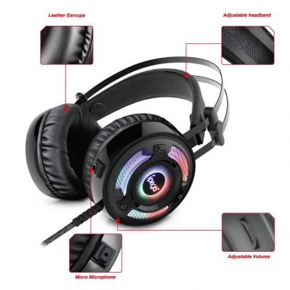 iPega PG-R008 LED Gaming Headset - RGB гейминг слушалки с микрофон с USB и 3.5mm жак (черен) 5
