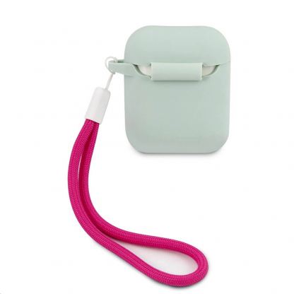 Guess Airpods Vintage Silicone Case - силиконов калъф с връзка за Apple Airpods и Apple Airpods 2 (син) 2