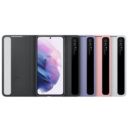 Samsung Clear View Cover EF-ZG991CB - оригинален кейс, през който виждате информация от дисплея за Samsung Galaxy S21 (черен) 5