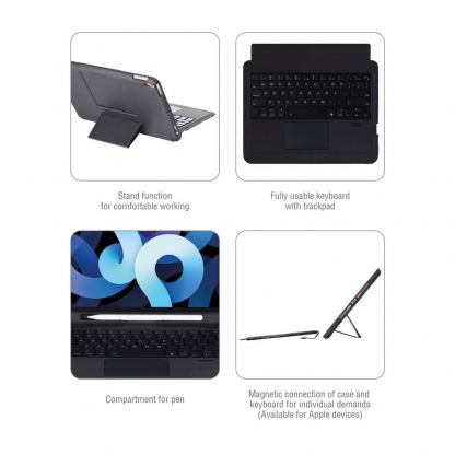4smarts Keyboard Case Solid QWERTY - кожен калъф с клавиатура, тъчпад и поставка за Apple Pencil 2 за iPad Pro 11(2020) (черен) 5
