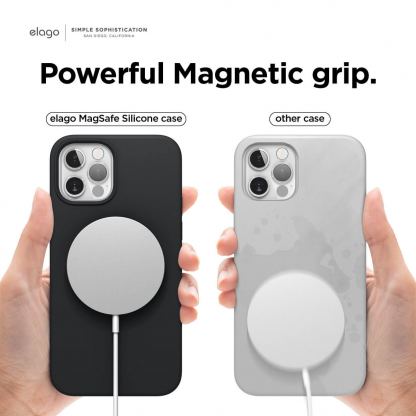 Elago MagSafe Soft Silicone Case - силиконов (TPU) калъф с вграден магнитен конектор (MagSafe) за iPhone 12 Pro Max (черен) 4