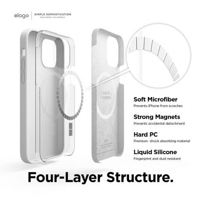 Elago MagSafe Soft Silicone Case - силиконов (TPU) калъф с вграден магнитен конектор (MagSafe) за iPhone 12 Pro Max (бял) 3