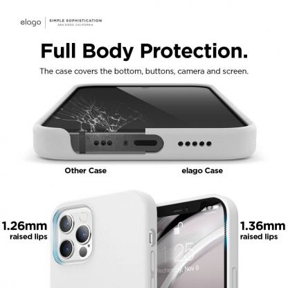 Elago MagSafe Soft Silicone Case - силиконов (TPU) калъф с вграден магнитен конектор (MagSafe) за iPhone 12 Pro Max (бял) 6