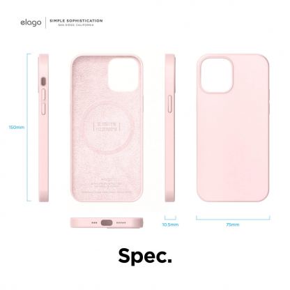 Elago MagSafe Soft Silicone Case - силиконов (TPU) калъф с вграден магнитен конектор (MagSafe) за iPhone 12 Pro Max (светлорозов) 8