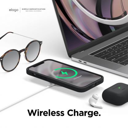 Elago MagSafe Soft Silicone Case - силиконов (TPU) калъф с вграден магнитен конектор (MagSafe) за iPhone 12, iPhone 12 Pro (черен) 7