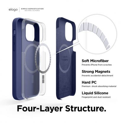 Elago MagSafe Soft Silicone Case - силиконов (TPU) калъф с вграден магнитен конектор (MagSafe) за iPhone 12, iPhone 12 Pro (тъмносин) 3