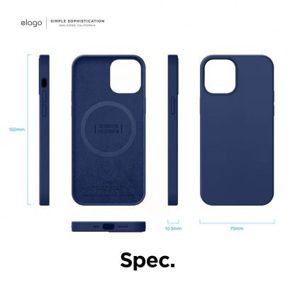 Elago MagSafe Soft Silicone Case - силиконов (TPU) калъф с вграден магнитен конектор (MagSafe) за iPhone 12, iPhone 12 Pro (тъмносин) 8