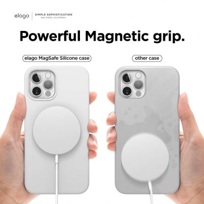Elago MagSafe Soft Silicone Case - силиконов (TPU) калъф с вграден магнитен конектор (MagSafe) за iPhone 12, iPhone 12 Pro (бял) 4