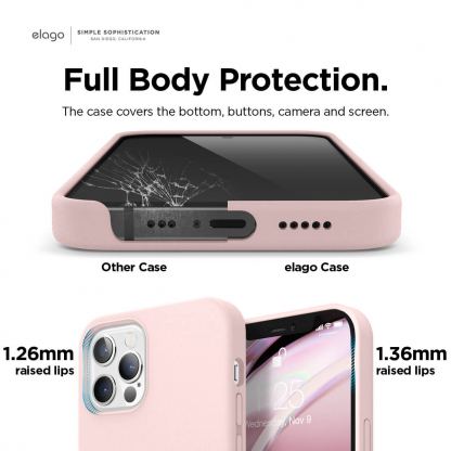 Elago MagSafe Soft Silicone Case - силиконов (TPU) калъф с вграден магнитен конектор (MagSafe) за iPhone 12, iPhone 12 Pro (розов) 6