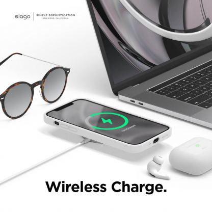 Elago MagSafe Soft Silicone Case - силиконов (TPU) калъф с вграден магнитен конектор (MagSafe) за iPhone 12 mini (бял) 6