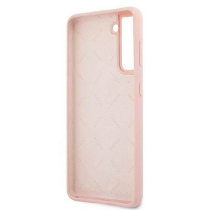 Guess Silicone Script Vintage Silicone Case - дизайнерски силиконов кейс за Samsung Galaxy S21 (розов) 7