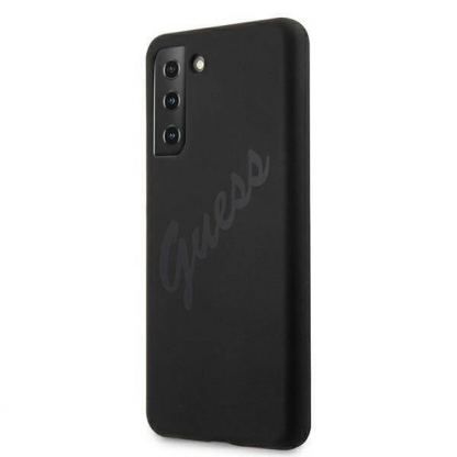 Guess Silicone Script Vintage Silicone Case - дизайнерски силиконов кейс за Samsung Galaxy S21 (черен) 2