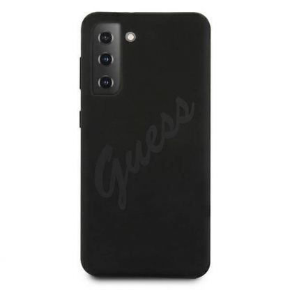 Guess Silicone Script Vintage Silicone Case - дизайнерски силиконов кейс за Samsung Galaxy S21 (черен) 3
