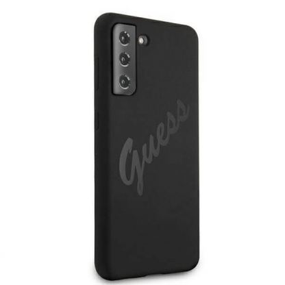 Guess Silicone Script Vintage Silicone Case - дизайнерски силиконов кейс за Samsung Galaxy S21 (черен) 4