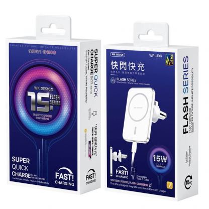 WK Design Magsafe Wireless Charger Car Mount 15W - поставка за радиатора на кола с безжично зареждане за iPhone с Magsafe (бял) 2