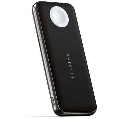 Satechi Quatro Wireless Power Bank 10000mAh - безжична външна батерия за мобилни устройства, Apple AirPods и Apple Watch (черен) 4
