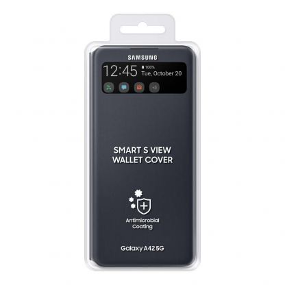 Samsung Galaxy S-View Wallet Cover EF-EA426PBEGEE - оригинален калъф през който виждате информация от дисплея за Samsung Galaxy A42 5G (черен) 4