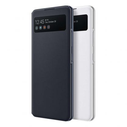 Samsung Galaxy S-View Wallet Cover EF-EA426PBEGEE - оригинален калъф през който виждате информация от дисплея за Samsung Galaxy A42 5G (черен) 6