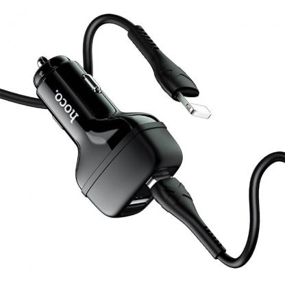 Hoco Dual USB Car Charger 4.8A & Lightning Cable Z36 - зарядно за кола с 2xUSB изходa (4.8A) и Lightning кабел за iPhone, iPad и iPod с Lightning порт (черен)